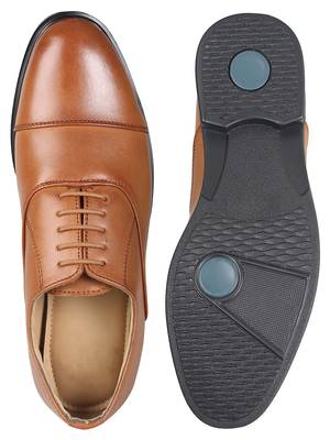 Vardhra Men's Tan Synthetic Leather Oxford Formal Shoes 4