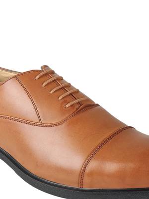 Vardhra Men's Tan Synthetic Leather Oxford Formal Shoes 5