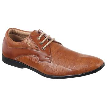 Vardhra Men's TAN Synthetic Leather Party Derby Formal Shoes 1