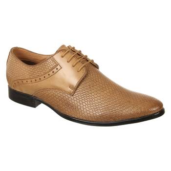 Vardhra Men's Tan Synthetic Leather Party Derby Formal Shoes 1
