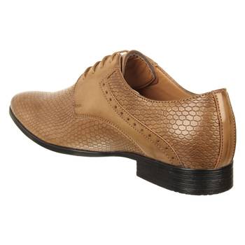 Vardhra Men's Tan Synthetic Leather Party Derby Formal Shoes 2