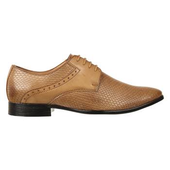 Vardhra Men's Tan Synthetic Leather Party Derby Formal Shoes 3