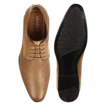 Vardhra Men's Tan Synthetic Leather Party Derby Formal Shoes 4