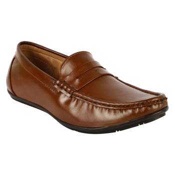 Vardhra Men's Tan Synthetic Leather Party Outdoor Casual Loafer 1