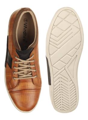 Vardhra Men's Tan Synthetic Leather Party Outdoor Casual Shoes 4