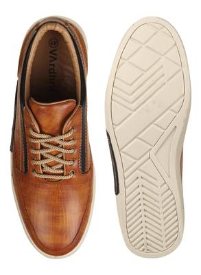 Vardhra Men's tan Synthetic Leather Party Outdoor Casual Shoes 4