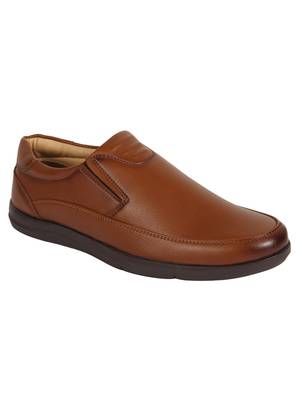 Vardhra Men's Tan Synthetic Leather Slip On Formal Shoes 1