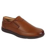 Vardhra Men's Tan Synthetic Leather Slip On Formal Shoes