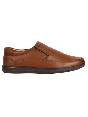 Vardhra Men's Tan Synthetic Leather Slip On Formal Shoes 3
