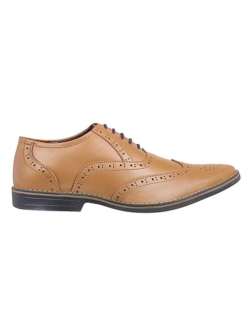 Vardhra Men's Teak Genuine Leather Brogue Formal Shoes