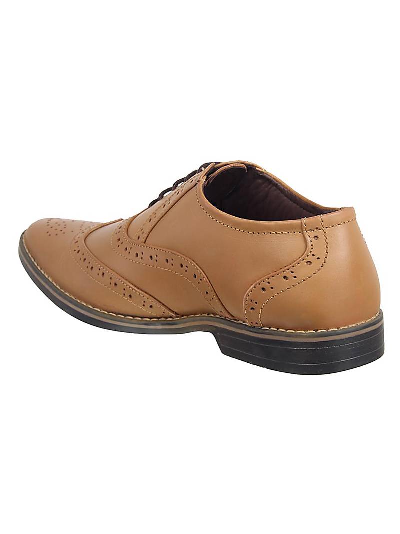 Vardhra Men's Teak Genuine Leather Brogue Formal Shoes