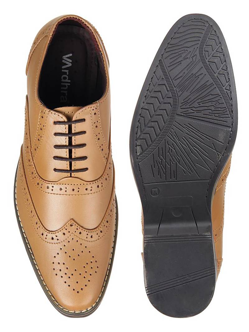 Vardhra Men's Teak Genuine Leather Brogue Formal Shoes