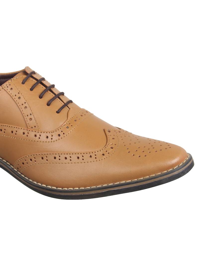 Vardhra Men's Teak Genuine Leather Brogue Formal Shoes