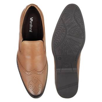 Vardhra Men's Teak Genuine Leather Party Quarter Brogue Formal Shoes 4