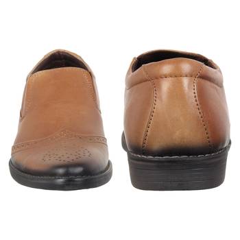 Vardhra Men's Teak Genuine Leather Party Quarter Brogue Formal Shoes 5