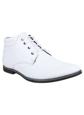 Vardhra Men's White Genuine Leather Outdoor Derby Formal Boot 1