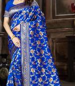 Royal Blue Woven Art Silk Saree With Blouse