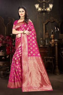 pink woven Art Silk Saree with blouse 1