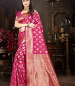 pink woven Art Silk Saree with blouse
