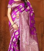 Pink woven Art Silk Saree with blouse