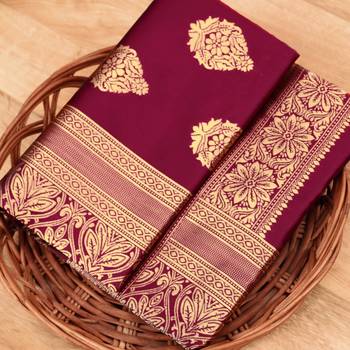 Maroon woven art silk saree with blouse 3