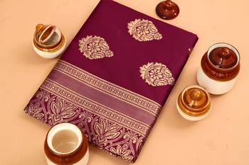 Maroon woven art silk saree with blouse 4