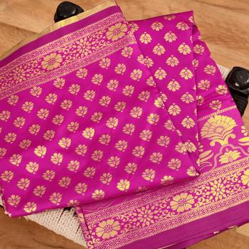 Pink woven art silk saree with blouse 3