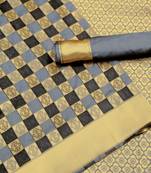 Black woven art silk saree with blouse