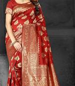 red woven Art Silk Saree with blouse