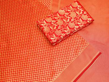 Red woven art silk saree with blouse 1