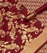 Maroon woven art silk saree with blouse