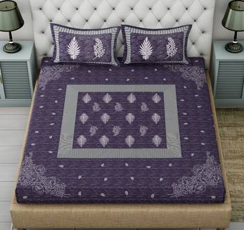 Blue Denim Design Double bed and cotten bedsheet with pillow cover 1