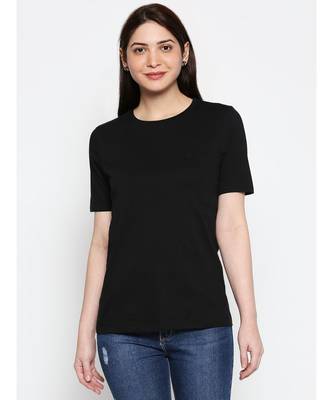 Ammarzo Womens Basic Crew Neck Black  Tee A03 1