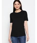 Ammarzo Womens Basic Crew Neck Black  Tee A03