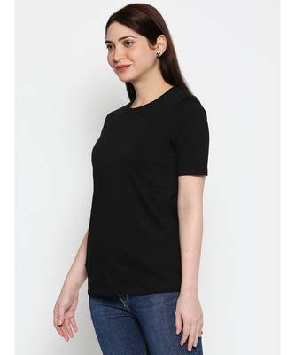 Ammarzo Womens Basic Crew Neck Black  Tee A03 2