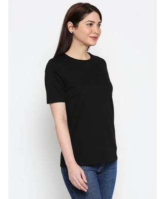 Ammarzo Womens Basic Crew Neck Black  Tee A03 3