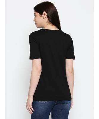 Ammarzo Womens Basic Crew Neck Black  Tee A03 4