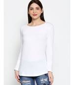 AMMARZO WOMENS CREW NECK FULL sleeve WHITE TEE A04