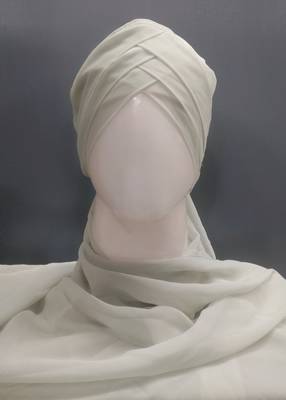 nazneen 3-layer turban style hijab - light grey georgette 1