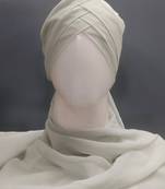 nazneen 3-layer turban style hijab - light grey georgette