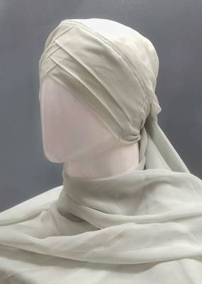 nazneen 3-layer turban style hijab - light grey georgette 2