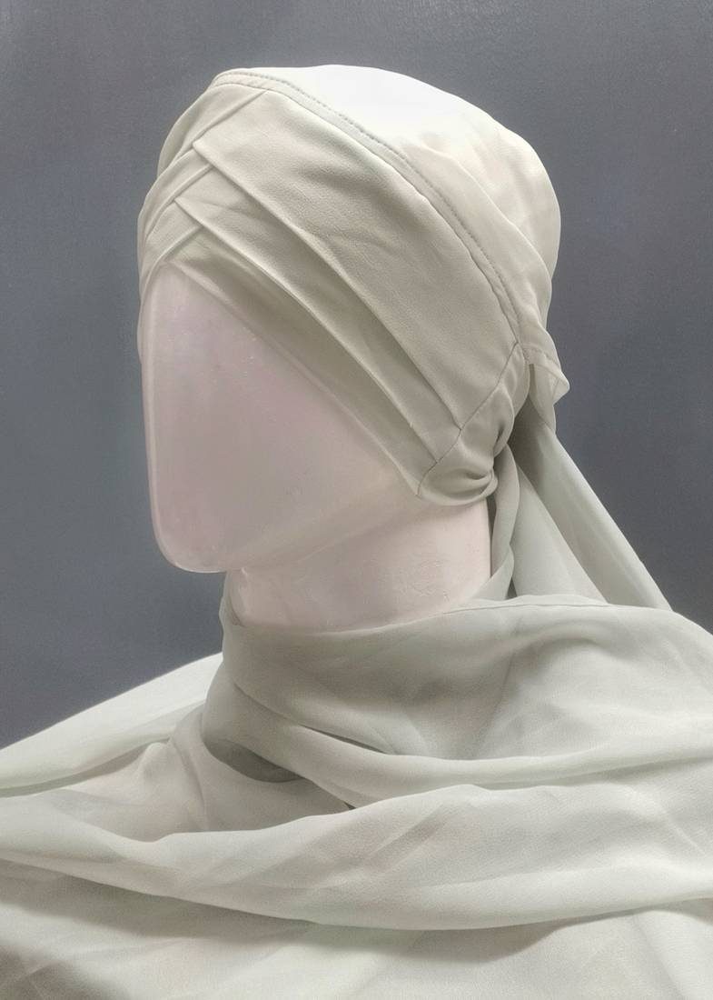 nazneen 3-layer turban style hijab - light grey georgette