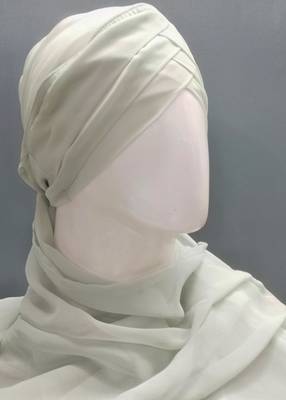 nazneen 3-layer turban style hijab - light grey georgette 3