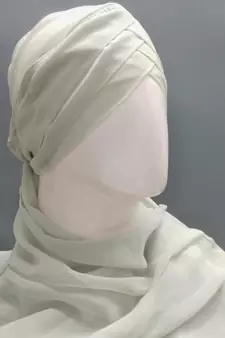 nazneen 3-layer turban style hijab - light grey georgette