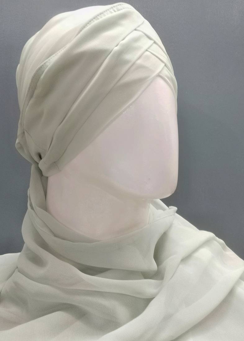 nazneen 3-layer turban style hijab - light grey georgette