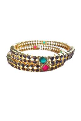 Gold Plated  With Stone Studded Bangles Set of 2 For Women's 2