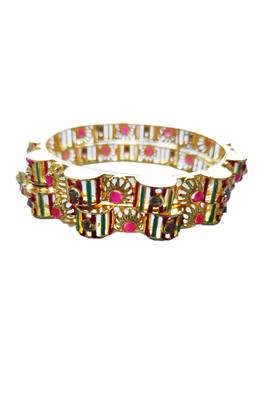 Designer Gold Plated  Plated Bangles With Stone Studded Bangles 2
