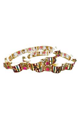 Designer Gold Plated  Plated Bangles With Stone Studded Bangles 3
