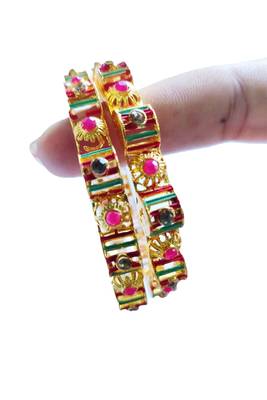 Designer Gold Plated  Plated Bangles With Stone Studded Bangles 4