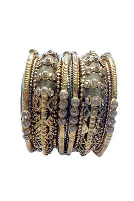 Classic Antique Look Studded Pearl Traditional Bangles Set For Women And Girl's 2